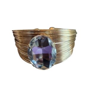 Gold Bracelet with Clear Gemstone